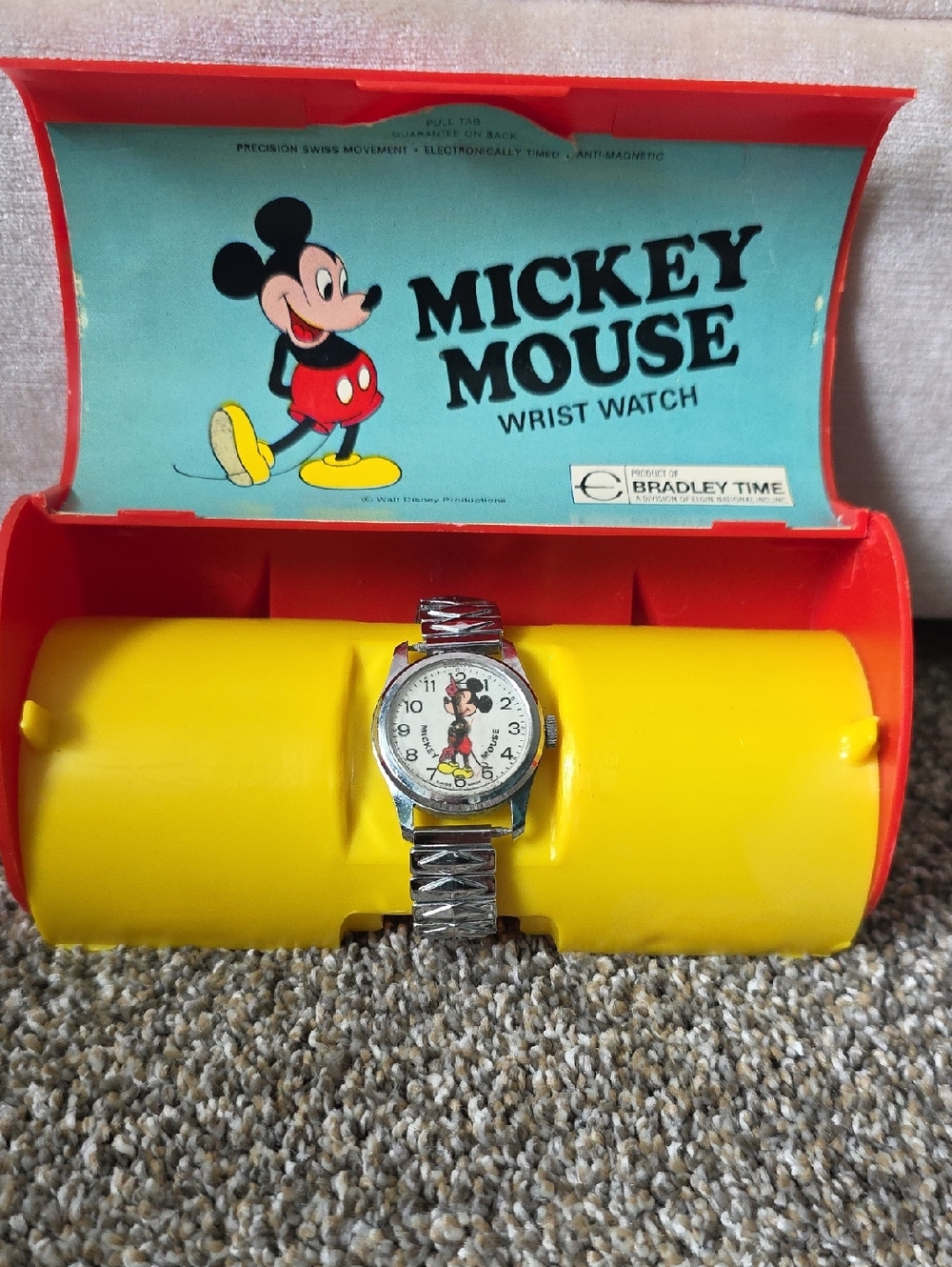 Mickey Mouse Wrist Watch by Bradley Time - Red, Yellow, Black